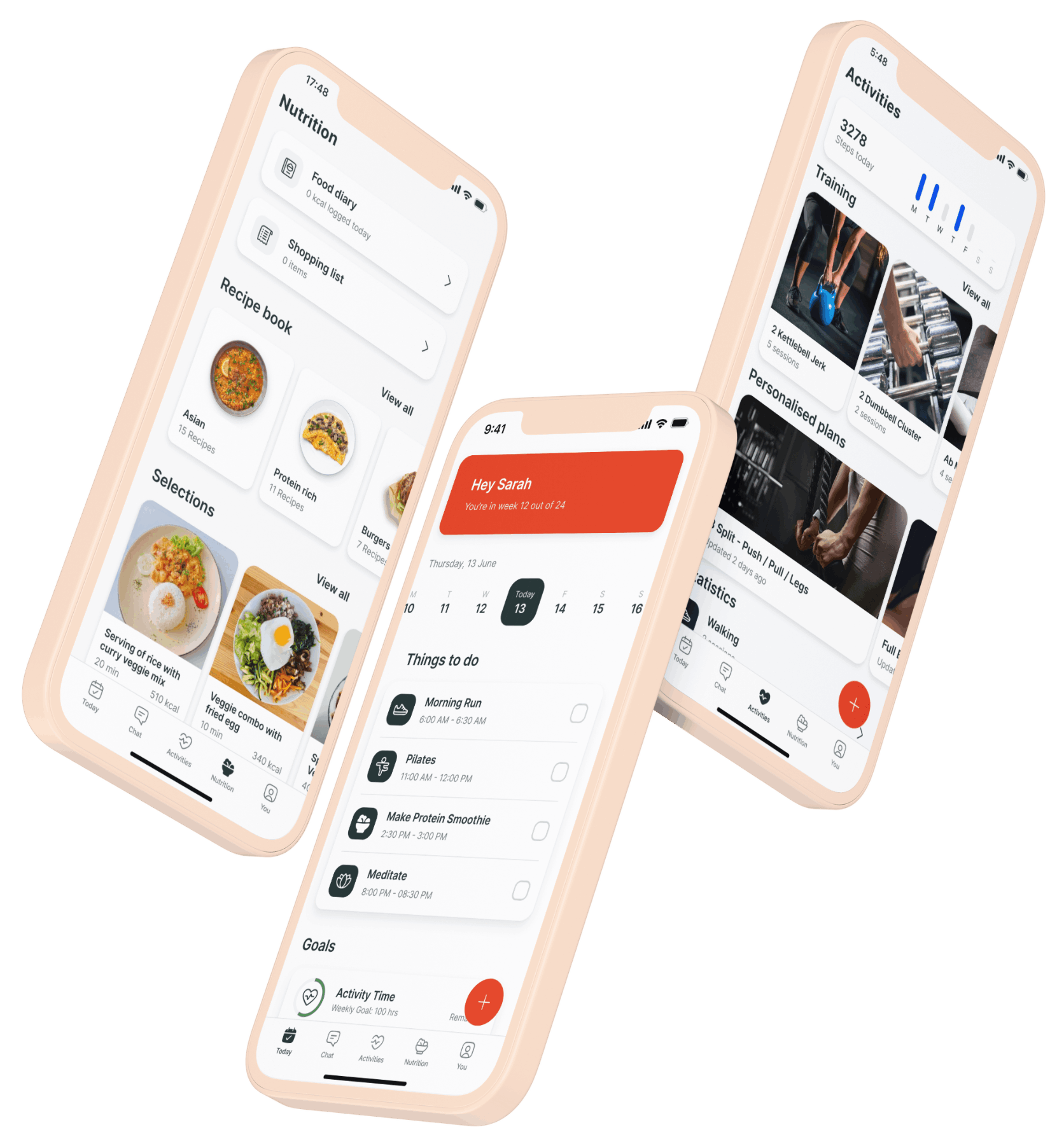 A mockup of the coaching app showcasing the features.